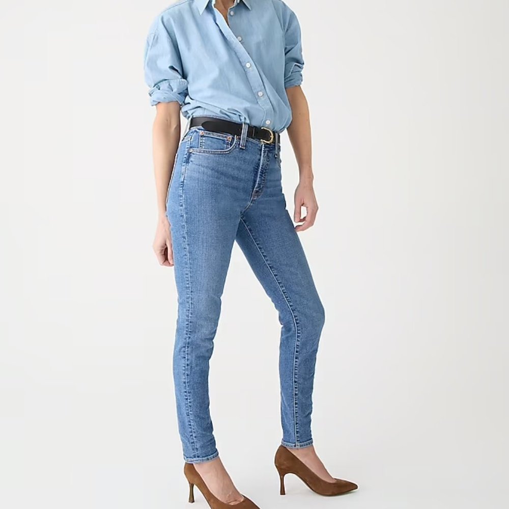 NEW J Crew Lookout Toothpick High Rise Skinny Jeans Mid Blue Wash Size 28! RARE!